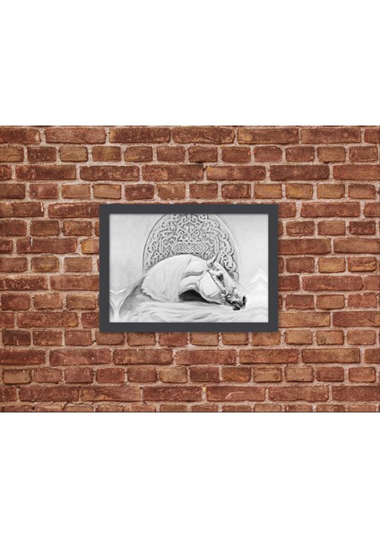 Ahşap Kendinden Çerçeveli Tablo - Vintage Arap Atı, Standart - 20X28CM