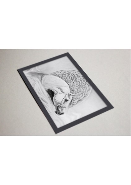 Ahşap Kendinden Çerçeveli Tablo - Vintage Arap Atı, Standart - 20X28CM