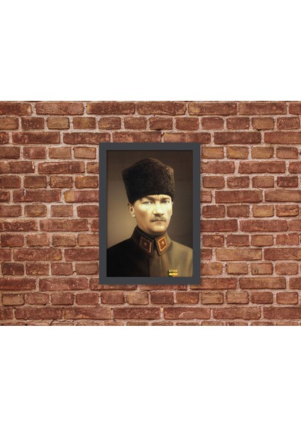 Ahşap Kendinden Çerçeveli Tablo - Atatürk-3, Standart - 20X28CM