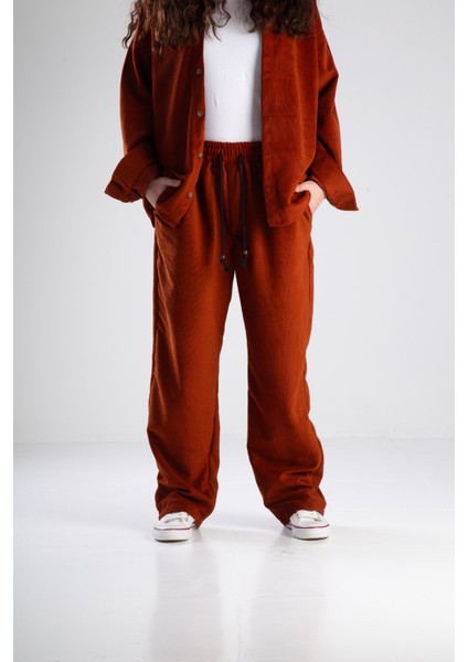 Kadife Bordo Oversize Takım