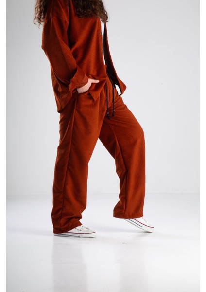 Kadife Bordo Oversize Takım