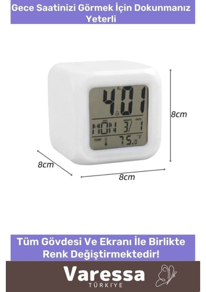Renkli Dijital Takvimli Termometreli Masa Saati, Dekoratif ve Alarmlı fiyatları