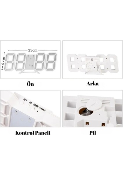 3D LED Dijital Saat, Uzay Temalı, Masa ve Duvar Dekoratif, USB ve Pil ile Çalışır indirimleri
