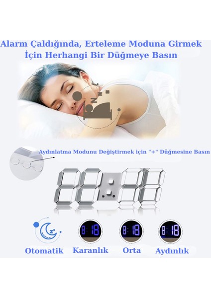 3D LED Dijital Saat, Uzay Temalı, Masa ve Duvar Dekoratif, USB ve Pil ile Çalışır