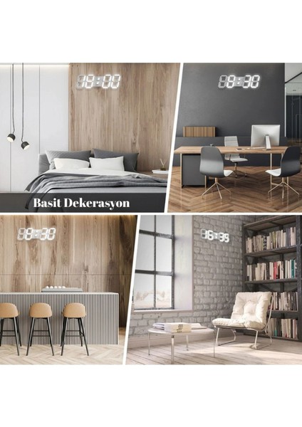 3D LED Dijital Saat, Uzay Temalı, Masa ve Duvar Dekoratif, USB ve Pil ile Çalışır