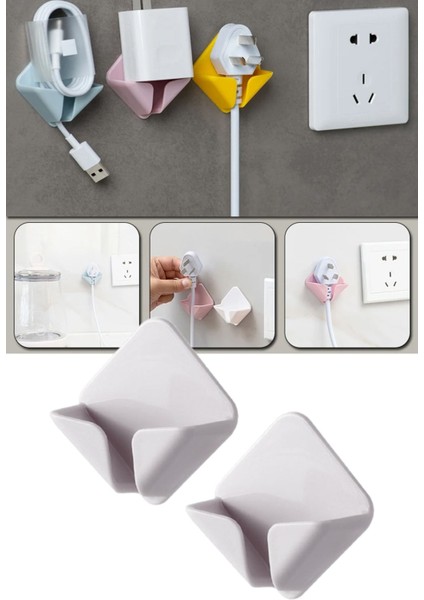 Silikon Fiş ve Kablo Tutucu – Kendinden Yapışkanlı, Ikili Set, Çok Amaçlı, Üçgen Tasarım Organizer