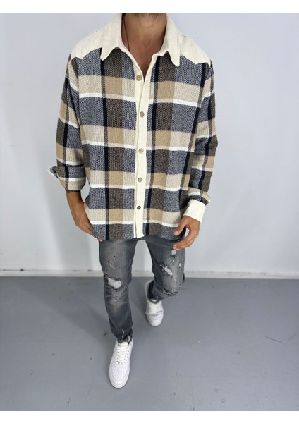 Buldan Kumaş Kahve Ekose Gömlek