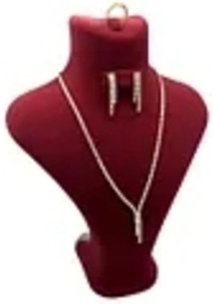 Bordo Süet Kumaş Takım Mankeni, Kolye, Küpe, Yüzük Sergileme Standı