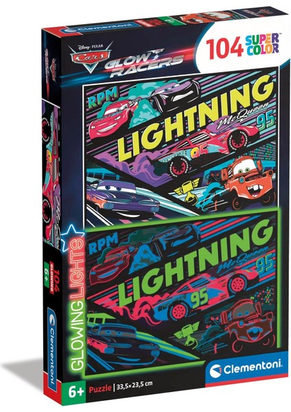 104 Parça Glowing Lights Puzzle Cars
