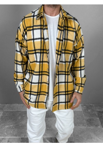 Siyah Çizgili Sarı Oduncu Gömlek