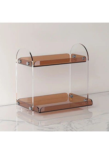 Şeffaf ve Kahverengi 2 Katlı Çok Amaçlı Düzenleyici, Şık ve Kullanışlı Tasarım