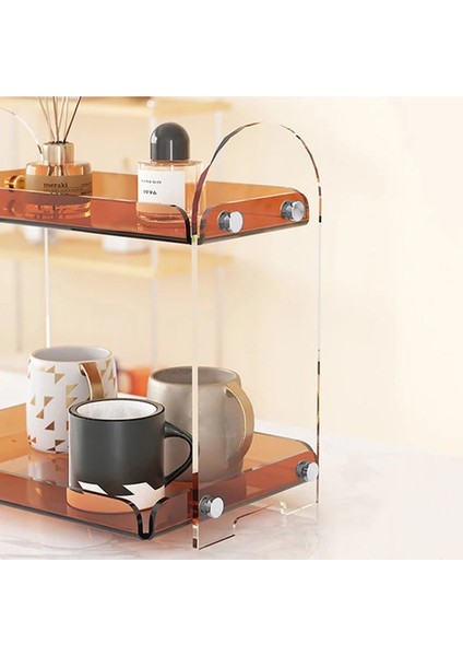 Şeffaf ve Kahverengi 2 Katlı Çok Amaçlı Düzenleyici, Şık ve Kullanışlı Tasarım fiyatları