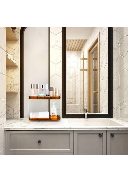 Şeffaf ve Kahverengi 2 Katlı Çok Amaçlı Düzenleyici, Şık ve Kullanışlı Tasarım modelleri