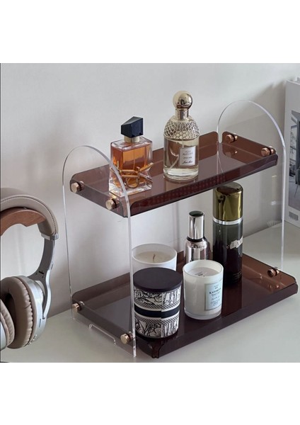 Şeffaf ve Kahverengi 2 Katlı Çok Amaçlı Düzenleyici, Şık ve Kullanışlı Tasarım indirimleri