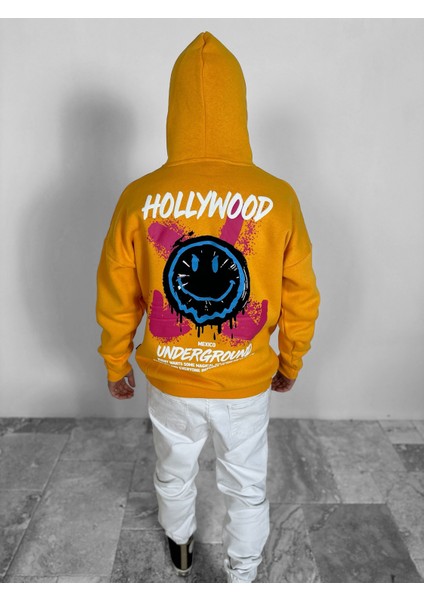Üç Iplik Şardonlu Baskılı Hollywood Hoddie fırsatları