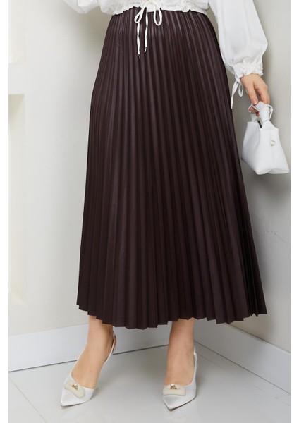 Beli Lastikli Pileli Etek Kahverengi fiyatları