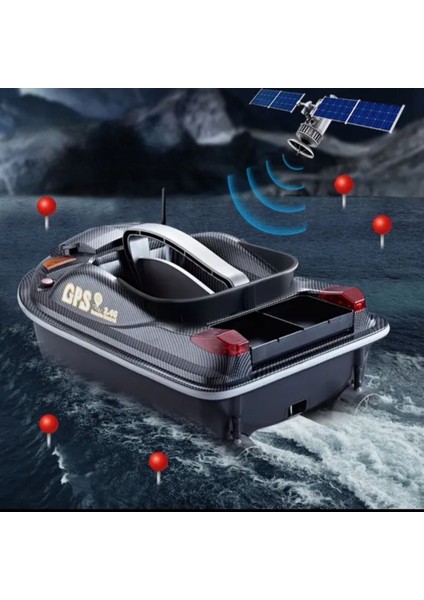 Sazan Yemleme (Tekne ve Botu)Gps Model Oto Pilot Eve Dönüş Otomotik Hazneler Su Sovutmalı Büyük Boy