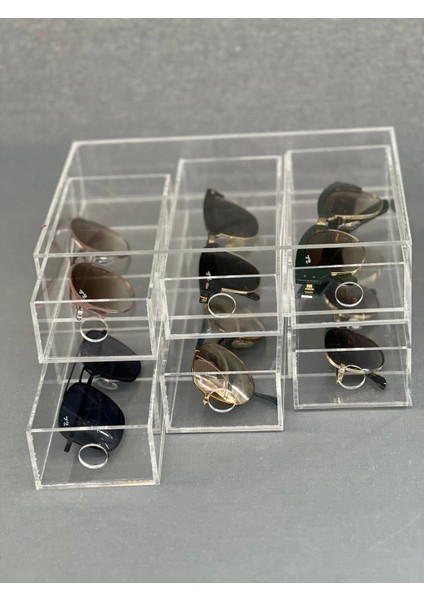 6 Çekmeceli Yatay Gözlük Standı Pleksi