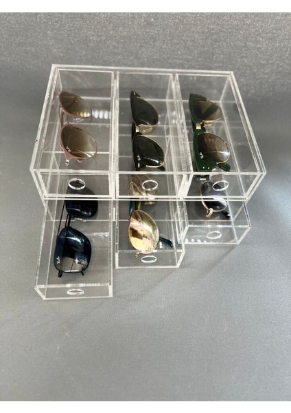 6 Çekmeceli Yatay Gözlük Standı Pleksi modelleri