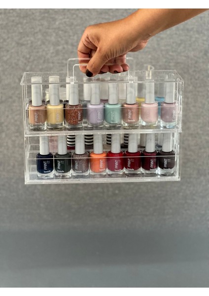 2 Katlı 2 Çekmeceli Pamukluklu ve Aseton Standlı Oje Standı Pleksi modelleri