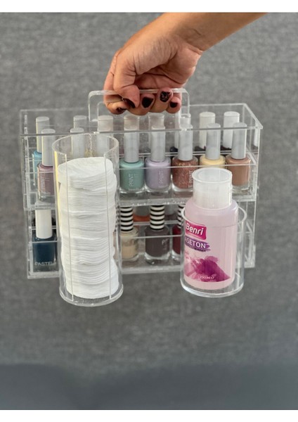 2 Katlı 2 Çekmeceli Pamukluklu ve Aseton Standlı Oje Standı Pleksi fırsatları