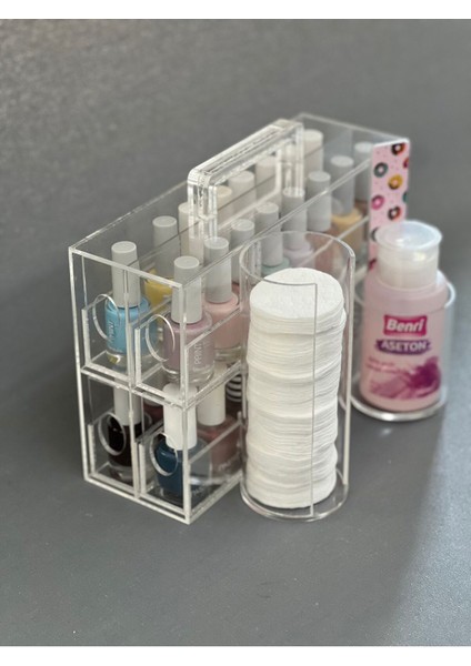 2 Katlı 2 Çekmeceli Pamukluklu ve Aseton Standlı Oje Standı Pleksi indirimleri