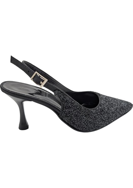 Kalindra | Kadın Taş Kaplamalı Arkası Açık Abiye Ayakkabı - Siyah - 40