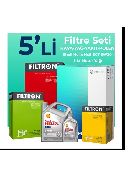 Kia Cerato 1.5 Dizel Filtre Bakım Seti Shell Motor Yağlı (2004-2006) 5 Li