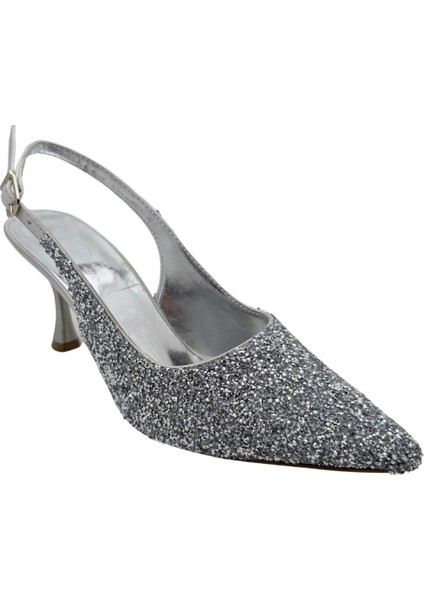 Kalindra | Kadın Taş Kaplamalı Arkası Açık Abiye Ayakkabı - Gümüş - 37 fırsatları
