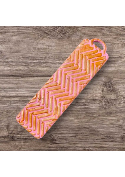 El Yapımı Polimer Kil Kitap Ayracı Pembe Altın Dokulu Tasarım fiyatları