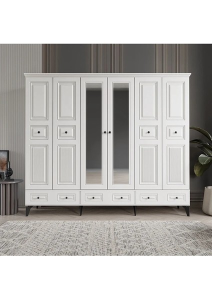 Nil 6 Kapaklı Beyaz Gardırop Tamamı Mdf fiyatları