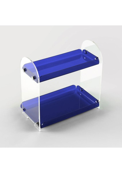 Şeffaf ve Mavi Iki Katlı Çok Amaçlı Düzenleyici, Pratik ve Şık Depolama Çözümü