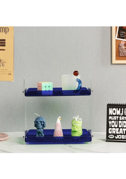 Şeffaf ve Mavi Iki Katlı Çok Amaçlı Düzenleyici, Pratik ve Şık Depolama Çözümü modelleri