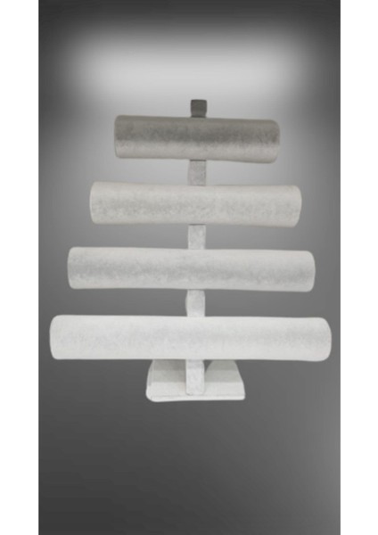 Gri Dörtlü Kumaş Bileklik ve Saat Standı, Şık ve Kullanışlı Tasarım