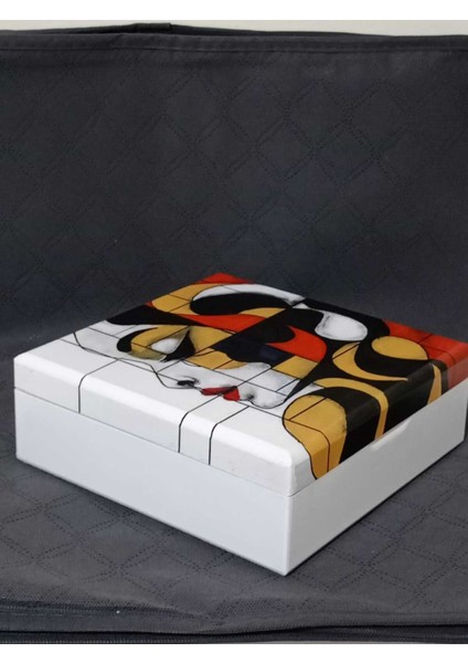 El Boyaması Kız Figürlü Ahşap Dekoratif Kutu, Takı ve Aksesuar Saklama 20X20X7,5 cm fiyatları