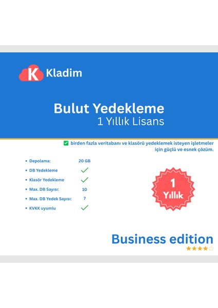 Bulut Yedekleme-yıllık Business-windows Uyumlu Sql & Dosya Backup-yerli Sunucu-ssl Güvenlik