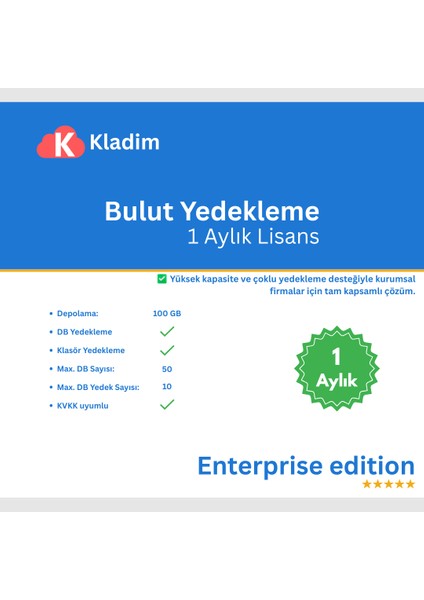 Bulut Yedekleme-Aylık Enterprise-windows Uyumlu Sql & Dosya Backup-yerli Sunucu-ssl Güvenlik