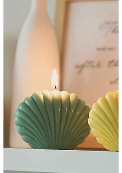 Yeşil Istiridye Dekoratif Mum, Nişan ve Mevlid Için Şık Hediye