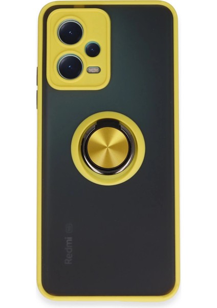 Xiaomi Redmi Note 12 5g Kılıf Montreal Yüzüklü Silikon Kapak - Sarı Drstr