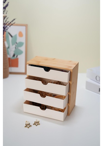 Bambu 4 Çekmeceli Makyaj ve Aksesuar Düzenleyici Organizer fırsatları