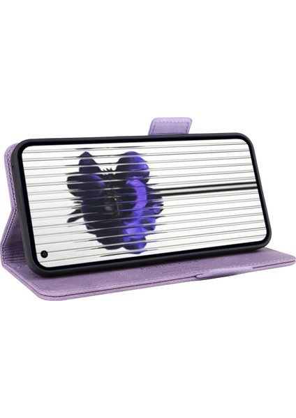 Hiçbir Şey Için Telefon(2)Donanım Dekor Flip Folio Kapak Pu Deri Stand Cüzdan Telefon Kılıfı-Mor (Yurt Dışından) modelleri