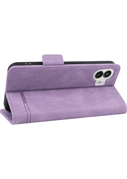 Hiçbir Şey Için Telefon(2)Donanım Dekor Flip Folio Kapak Pu Deri Stand Cüzdan Telefon Kılıfı-Mor (Yurt Dışından) indirimleri