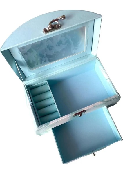 Mavi Renkli Çekmeceli ve Aynalı Takı Düzenleyici, Şık ve Fonksiyonel Tasarım fiyatları