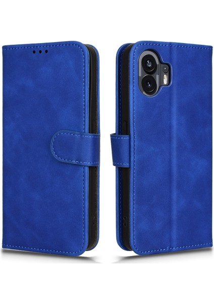 Hiçbir Şey Için Telefon(2)Telefon Kılıfı Standı Cilt Dokunuşlu Cüzdan Pu Deri Tam Koruma Telefon Kılıfı-Mavi (Yurt Dışından)