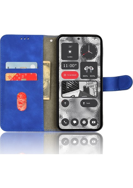 Hiçbir Şey Için Telefon(2)Telefon Kılıfı Standı Cilt Dokunuşlu Cüzdan Pu Deri Tam Koruma Telefon Kılıfı-Mavi (Yurt Dışından) fiyatları