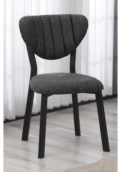 Elma Modeli Yuvarlak Mutfak Masa Sandalye Takımı, 4 Sandalye 1 Sabit Beyaz Masa 90X90 Cm, Keten Kumaş fiyatları