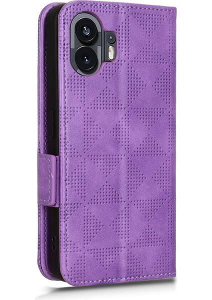 Hiçbir Şey Için Telefon(2)Baskılı Üçgen Stand Kabuk Düşmeye Dayanıklı Pu Deri Cüzdan Telefon Kılıfı-Mor (Yurt Dışından) indirimleri