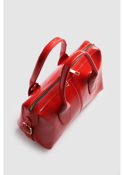Kadın Klef Parlak Deri El ve Askılı Çanta Kırmızı fırsatları