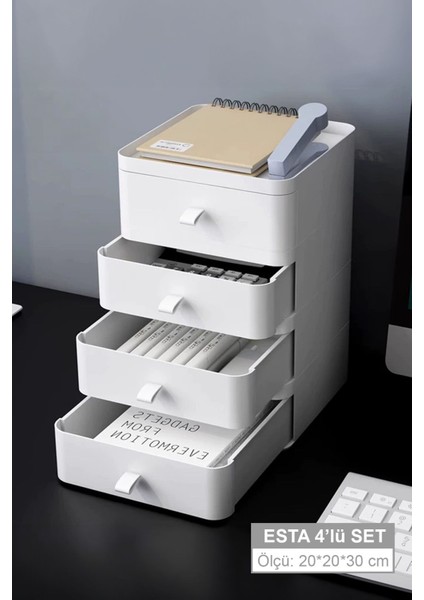 Beyaz Çok Katlı Çok Amaçlı Makyaj ve Takı Organizeri