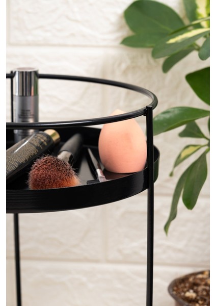 Iki Katlı Siyah Metal Makyaj Organizeri 22X30 Cm, Şık ve Pratik Düzenleyici modelleri